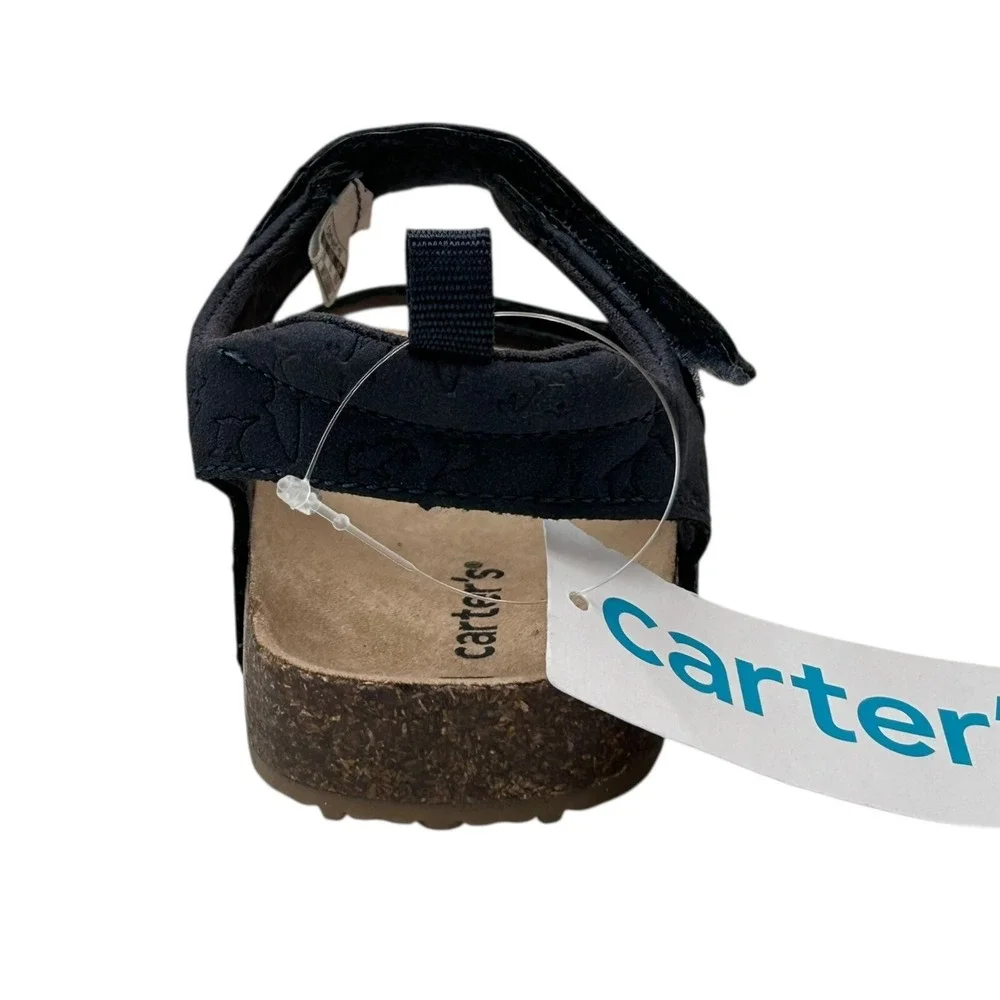 Carter's Toddler‎ Boys Slip-on Sandals Sz 10 Navy Blue Adjustable Straps Comfort